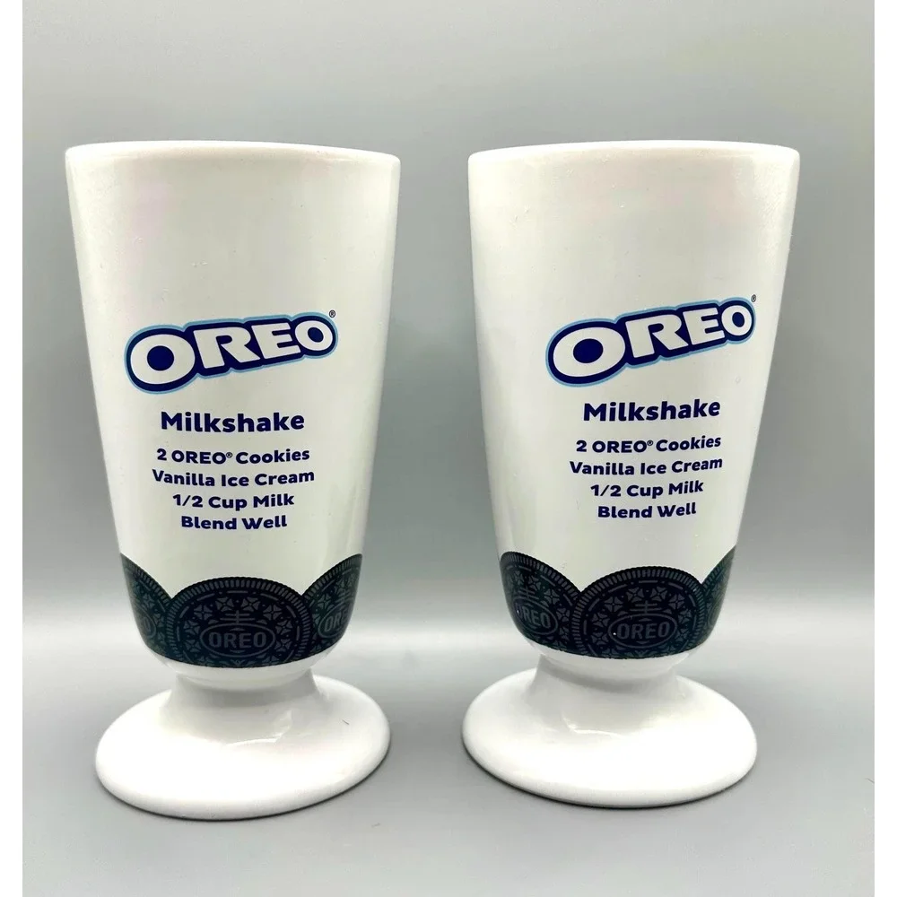 1990 Set of 2 Ceramic Oreo‎ Collectible Ice Cream Milkshake/Malt/Sundae Mugs